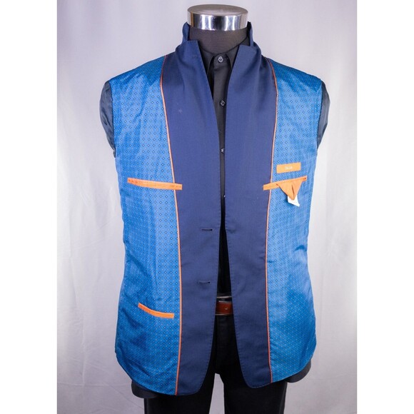 Tallia Boys Jacket Blazer Solid Blue Two Button Boys 18 Husky Dual Vented Wool - Picture 9 of 13